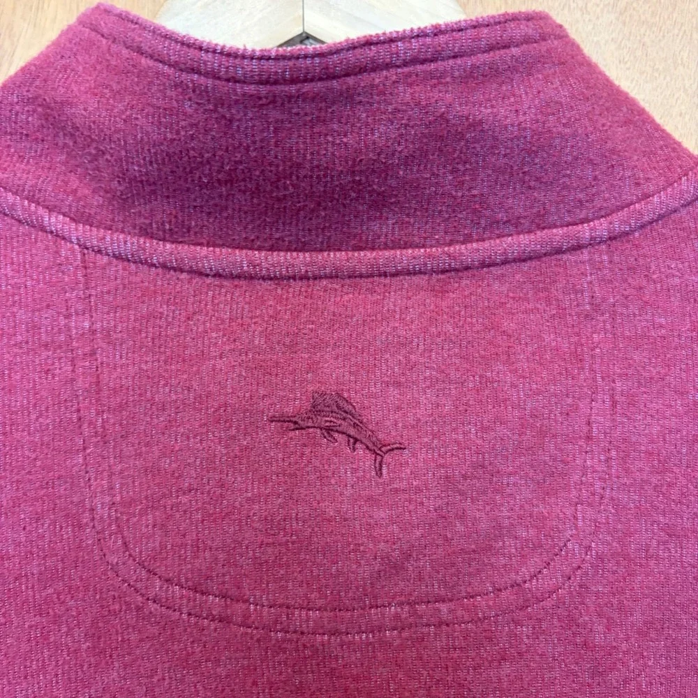 Tommy Bahama Pullover Mens XL Red Quarter Button Knit Sweatshirt Coastal Casual